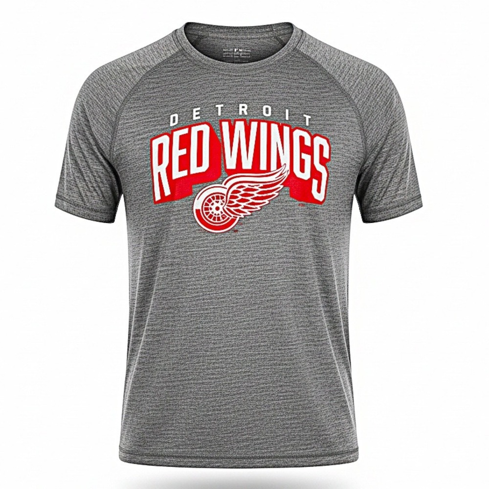 Detroit Red Wings NHL Performance Shirt Men's Large Gray‎ Heather Raglan Hockey